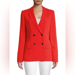 DONNA KARAN New York Women's double-breasted blazer Poppy Orange Sz Small Sz 6